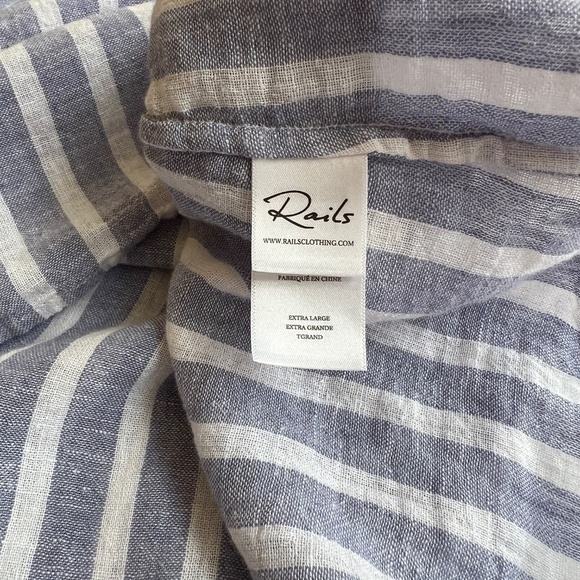 Rails Jasmine Dress Linen/Rayon Blue White Stripe Size XL - Picture 10 of 12